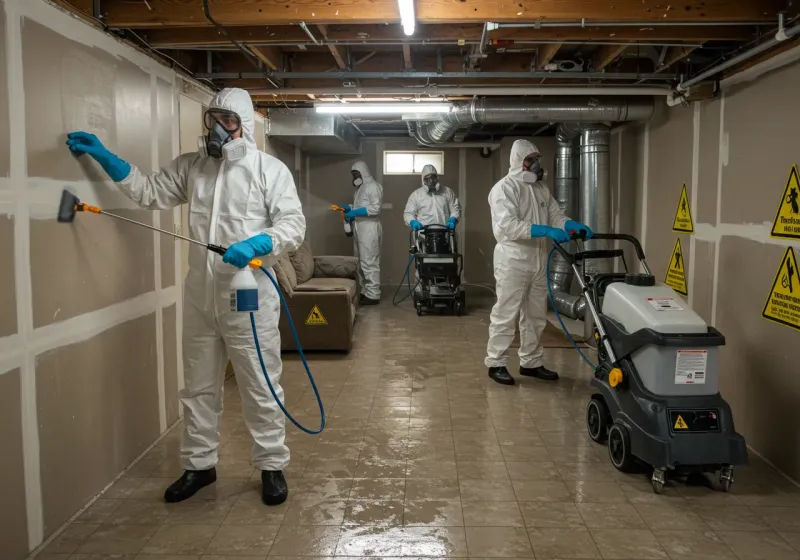 Basement Moisture Removal and Structural Drying process in Kure Beach, NC